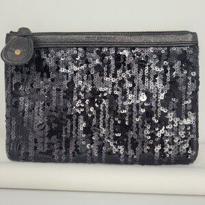 Juicy Couture | Y2K Black Leather Sequin Front Quilted Clutch